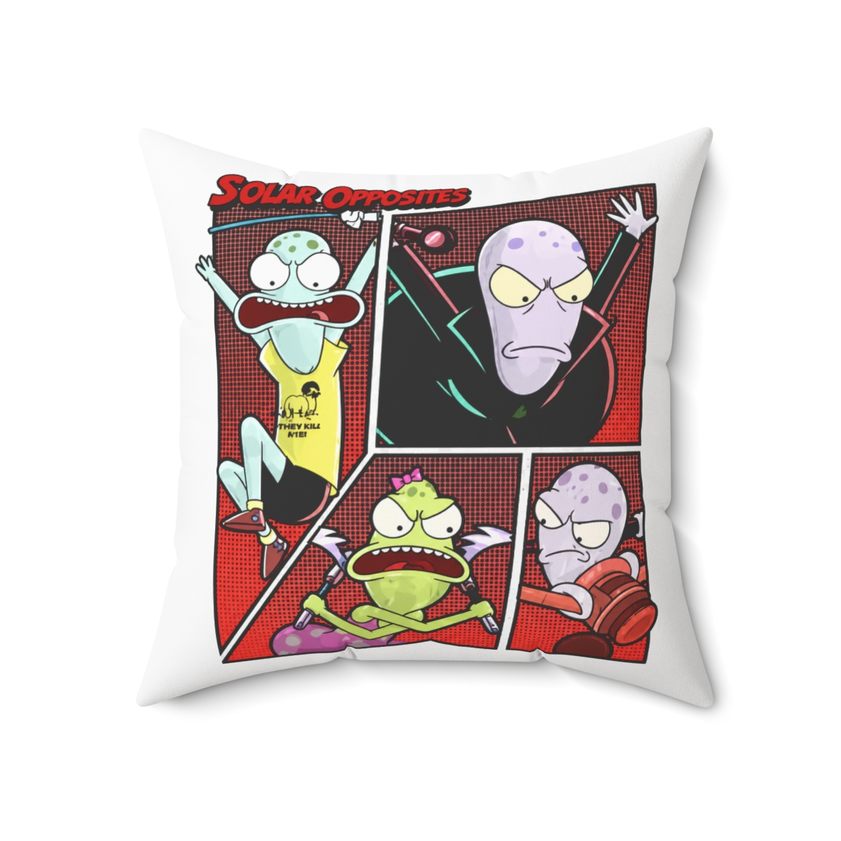 Solar Opposites Alien Family Iconic Throw Pillow - alternate angle 2, merchandise