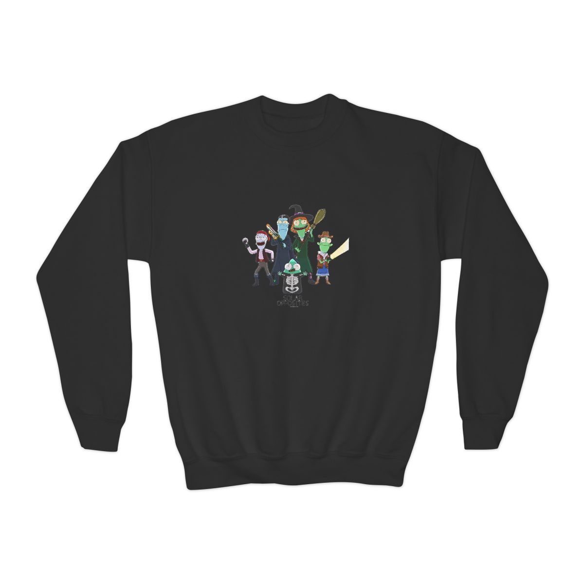 Solar Opposites Halloween Fleece Crewneck Kids Sweatshirt - alternate angle 2, merchandise